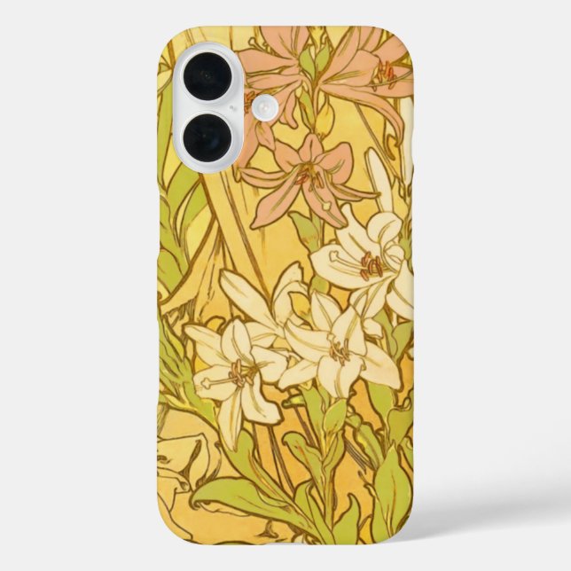 Alfonse Mucha Art Nouveau Lilien Blume Case-Mate iPhone Hülle (Rückseite)