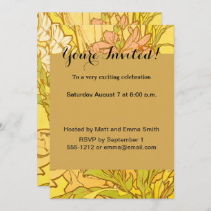 Alfonse Mucha Art Nouveau Lilien Blume Einladung