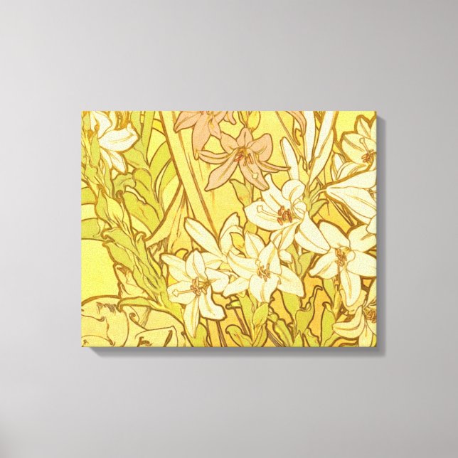 Alfonse Mucha Art Nouveau Lilien Blume Leinwanddruck (Vorderseite)