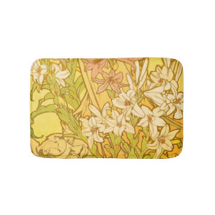Alfonse Mucha Art Nouveau Lilienblumen Badematte