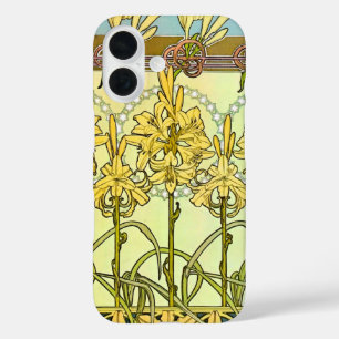 Alfonse Mucha Art Nouveau Lilienmuster Classic iPhone 16 Hülle