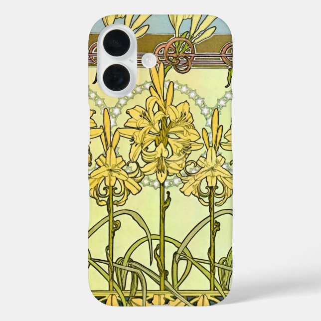 Alfonse Mucha Art Nouveau Lilienmuster Classic Case-Mate iPhone Hülle (Rückseite)