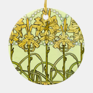 Alfonse Mucha Art Nouveau Lilienmuster Klassiker Keramik Ornament