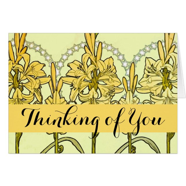 Alfonse Mucha Art Nouveau Lily Floral Pattern (Vorderseite (Horizontal))