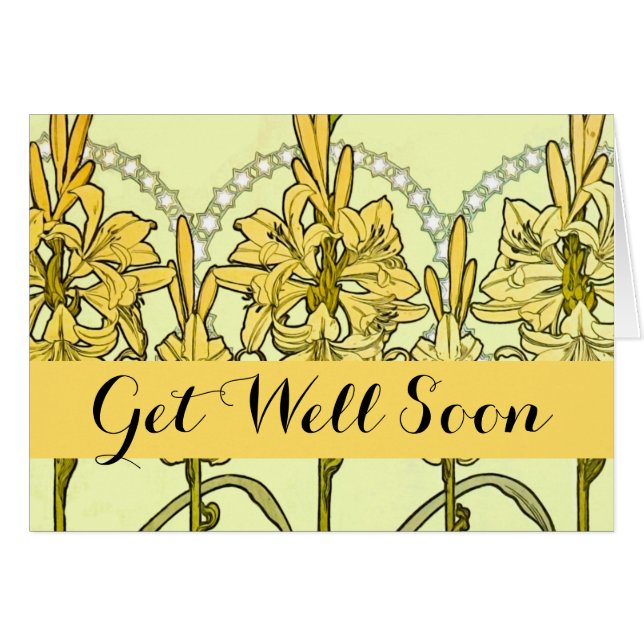 Alfonse Mucha Art Nouveau Lily Floral Pattern (Vorderseite (Horizontal))