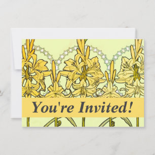 Alfonse Mucha Art Nouveau Lily Floral Pattern Einladung