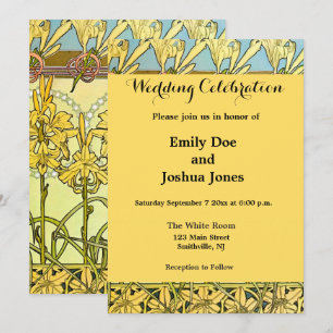 Alfonse Mucha Art Nouveau Lily Floral Pattern Einladung