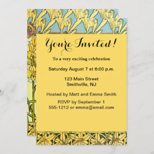 Alfonse Mucha Art Nouveau Lily Floral Pattern Einladung