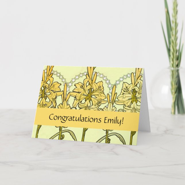 Alfonse Mucha Art Nouveau Lily Floral Pattern Karte (Vorderseite)