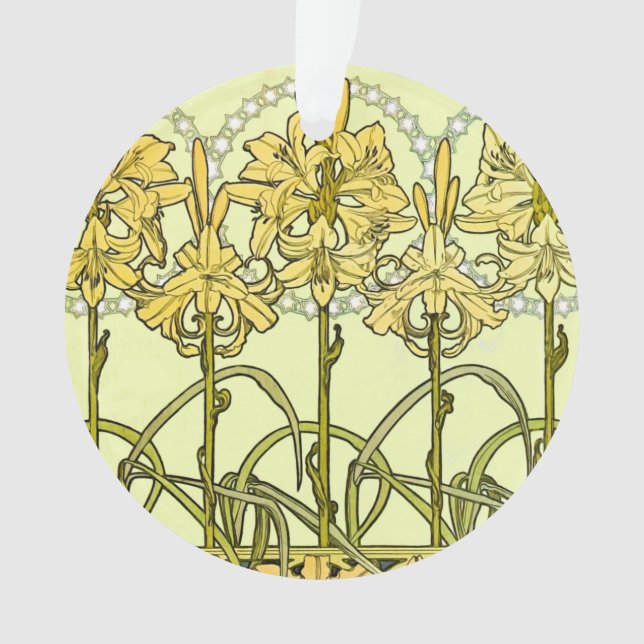 Alfonse Mucha Art Nouveau Lily Floral Pattern Ornament (Vorderseite)