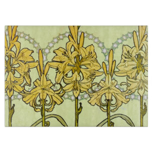 Alfonse Mucha Art Nouveau Lily Floral Pattern Schneidebrett