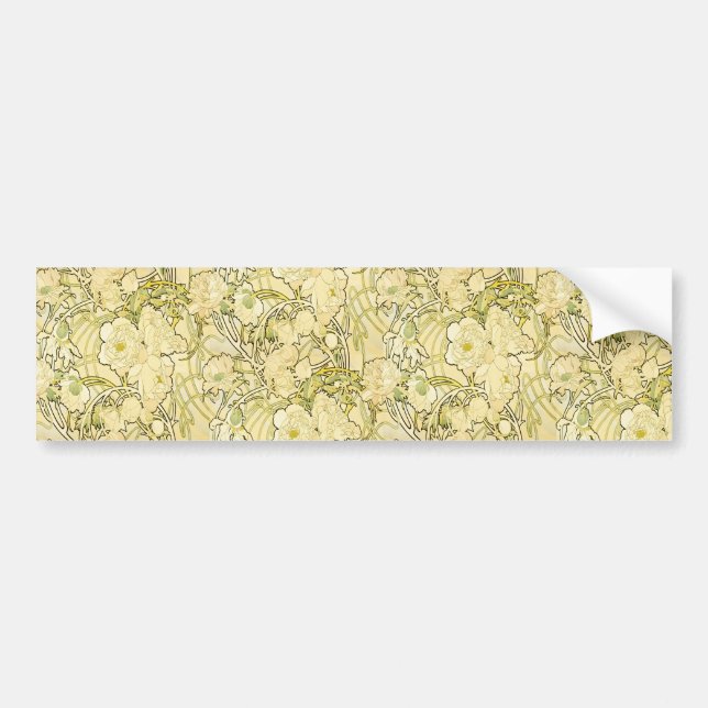 Alfonse Mucha Art Nouveau Peonies Botanical Art Autoaufkleber (Vorne)