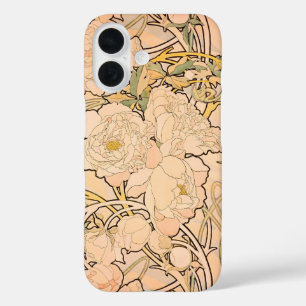 Alfonse Mucha Art Nouveau Peonies iPhone 16 Hülle