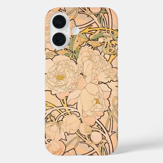 Alfonse Mucha Art Nouveau Peonies Case-Mate iPhone Hülle (Rückseite)