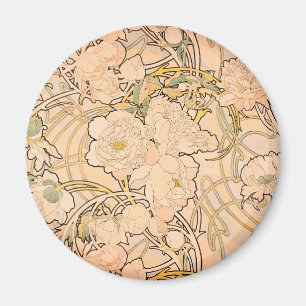 Alfonse Mucha Art Nouveau Peonies Magnet