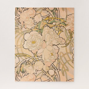Alfonse Mucha Art Nouveau Peonies Puzzle