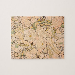 Alfonse Mucha Art Nouveau Peonies Puzzle