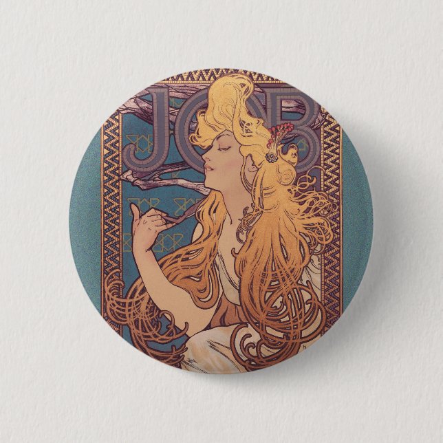 Alfonse Mucha Job Art Nouveau Frau Button (Vorderseite)