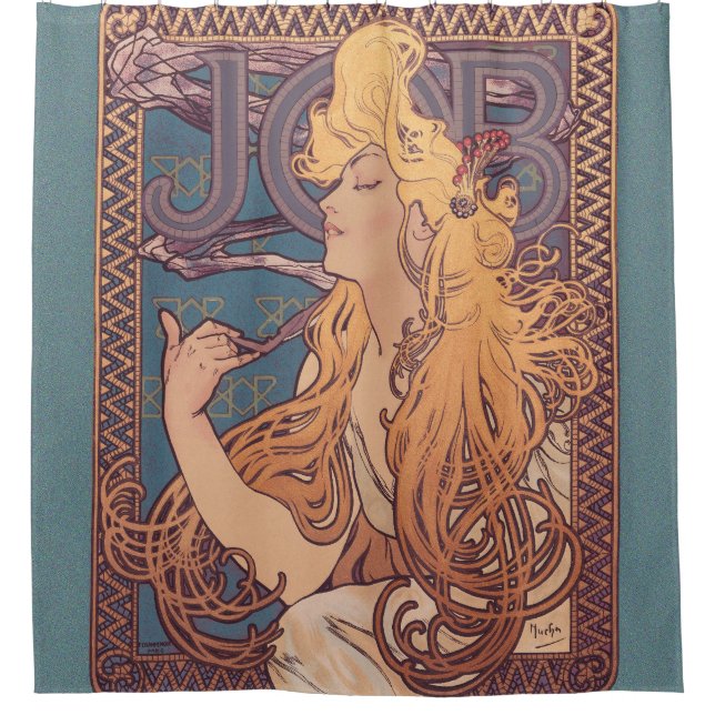 Alfonse Mucha Job Art Nouveau Frau Duschvorhang (Vorderseite)