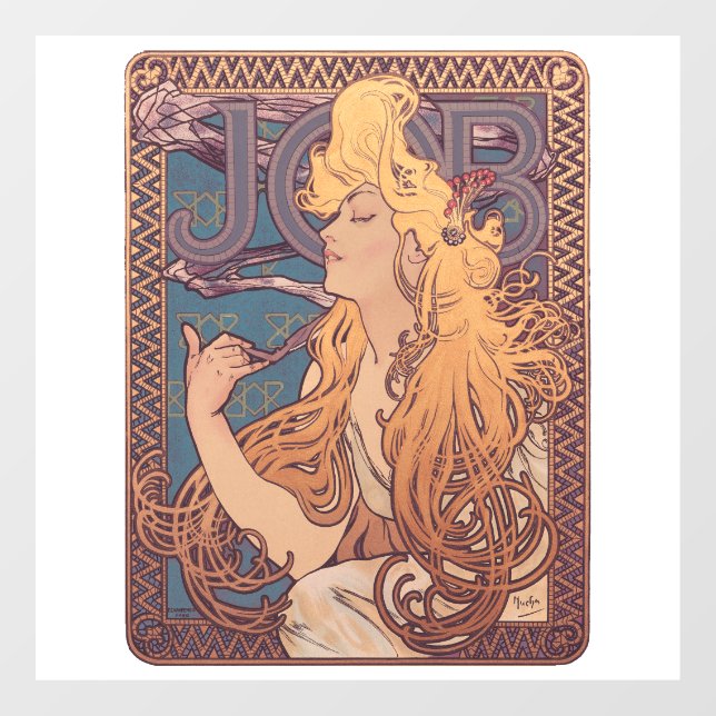 Alfonse Mucha Job Art Nouveau Frau Fensteraufkleber (Blatt)