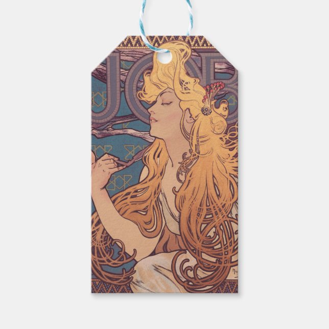 Alfonse Mucha Job Art Nouveau Frau Geschenkanhänger (Vorderseite)