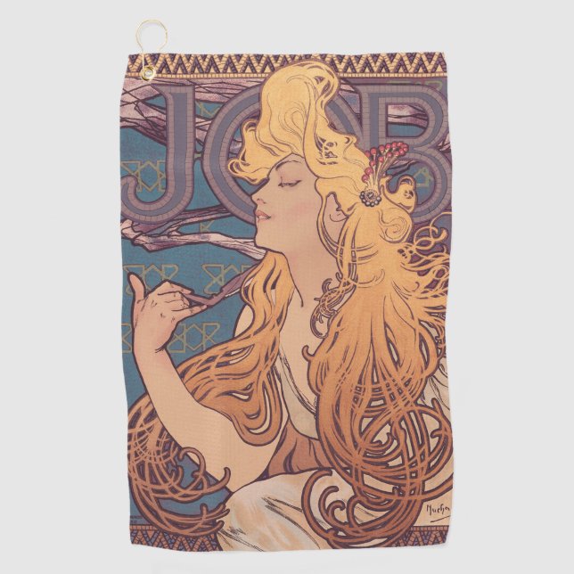 Alfonse Mucha Job Art Nouveau Frau Golfhandtuch (Vorderseite)