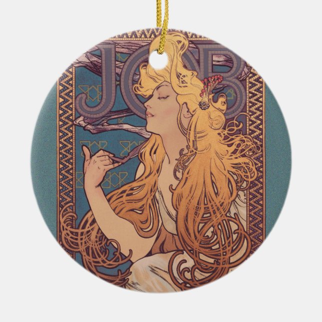 Alfonse Mucha Job Art Nouveau Frau Keramik Ornament (Vorne)