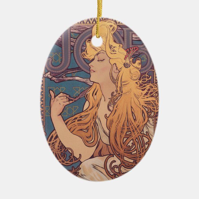Alfonse Mucha Job Art Nouveau Frau Keramik Ornament (Vorne)