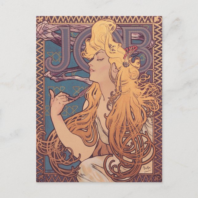 Alfonse Mucha Job Art Nouveau Frau Postkarte (Vorderseite)