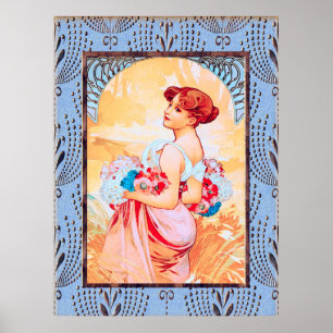 Alfonse Mucha Lady mit Blume Poster