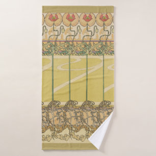Alfonse Mucha Mohn Art Nouveau Florale Tapete Badhandtuch Set
