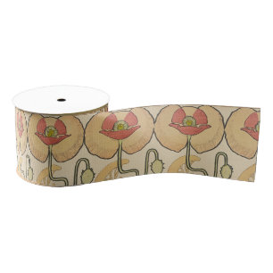 Alfonse Mucha Mohn Art Nouveau Florale Tapete Ripsband