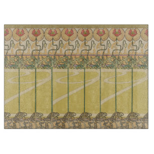 Alfonse Mucha Mohn Art Nouveau Florale Tapete Schneidebrett