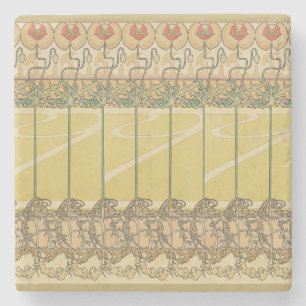 Alfonse Mucha Mohn Art Nouveau Florale Tapete Steinuntersetzer