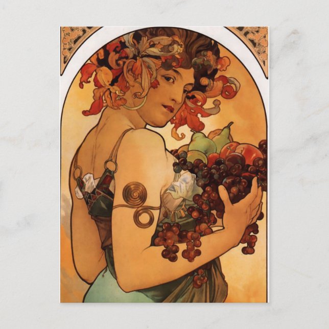 Alfonse Mucha Obst Postkarte (Vorderseite)