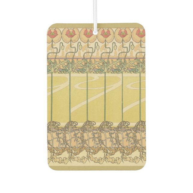 Alfonse Mucha Poppies Art Nouveau Floral Wallpaper Autolufterfrischer (Vorderseite)