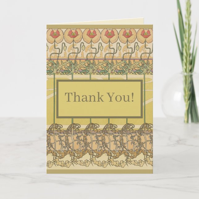 Alfonse Mucha Poppies Art Nouveau Floral Wallpaper Karte (Vorderseite)