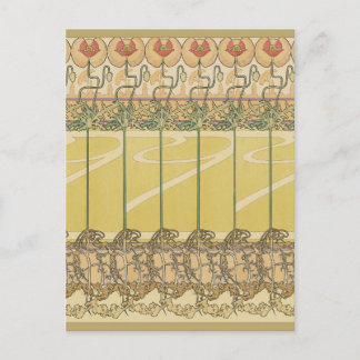 Alfonse Mucha Poppies Art Nouveau Floral Wallpaper Postkarte