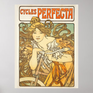 Alfonse Mucha Retro Frau Vintage Radfahrerin Poster