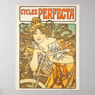 Alfonse Mucha Retro-Frau Vintage-Radsport Poster