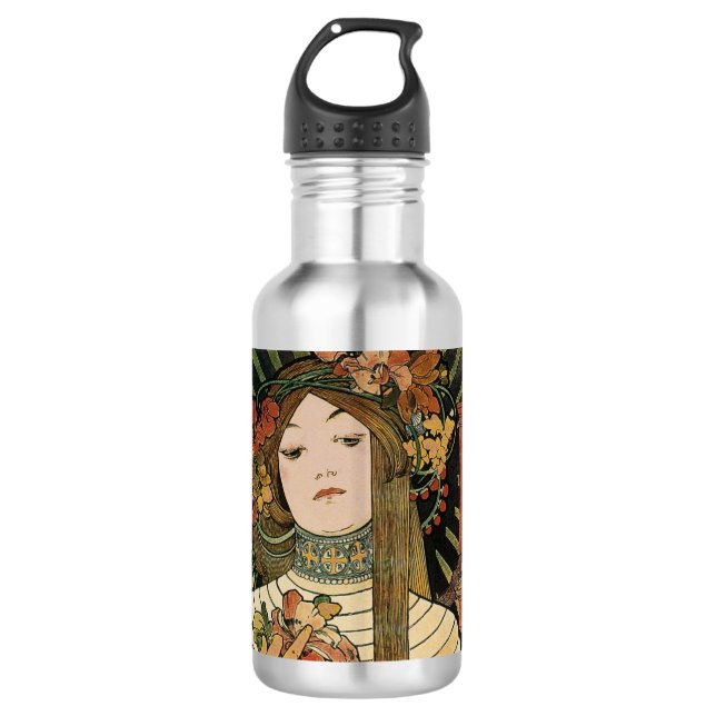 Alfonse Mucha Trappistine Nouveau Edelstahlflasche (Vorderseite)