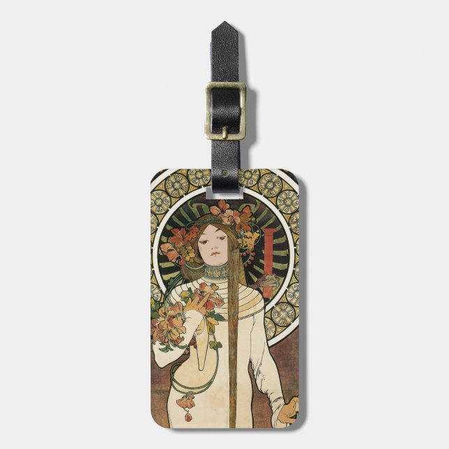 Alfonse Mucha Trappistine Nouveau Gepäckanhänger (Vorderseite vertikal)