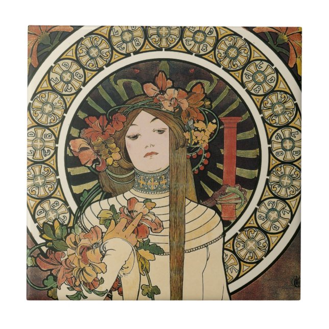 Alfonse Mucha Trappistine Nouveau Vintage Poster Fliese (Vorderseite)