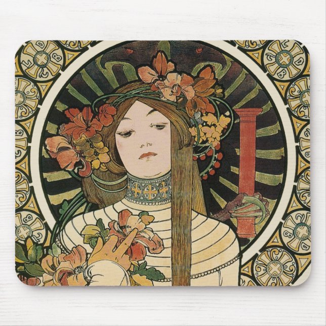 Alfonse Mucha Trappistine Nouveau Vintage Poster Mousepad (Vorne)