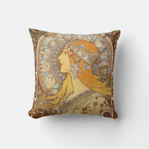 Alfonse Mucha Zodiac Art Nouveau Frau Kissen