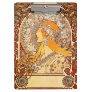 Alfonse Mucha Zodiac Art Nouveau Frau Klemmbrett