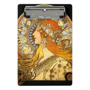 Alfonse Mucha Zodiac Art Nouveau Frau Mini Klemmbrett