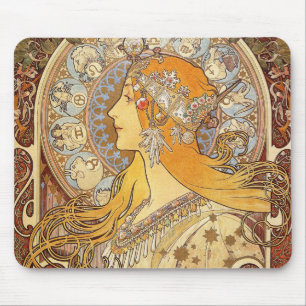 Alfonse Mucha Zodiac Art Nouveau Frau Mousepad
