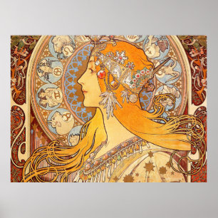 Alfonse Mucha Zodiac Art Nouveau Frau Poster