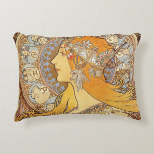 Alfonse Mucha Zodiac Art Nouveau Frau Zierkissen